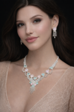 Elegant Pastel Stone Silver Necklace Set with Earrings - Image 2