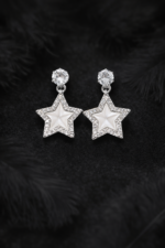 Elegant Star Pearl Drop Earrings for Women | Silver Finish Korean Style Earrings