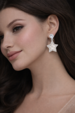 Elegant Star Pearl Drop Earrings for Women | Silver Finish Korean Style Earrings - Image 3