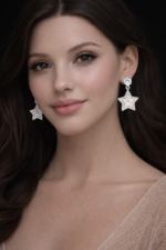 Elegant Star Pearl Drop Earrings for Women | Silver Finish Korean Style Earrings - Image 2