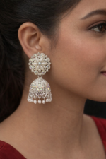 Elegant Silver Look Pearl Jhumka Earrings for Women