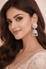 Traditional Silver Oxidised Round Jhumki Earrings with Pearl Drops - Image 2