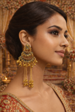 Golden Antique Multi-Layer Long Chain Ghungroo Ethnic Earrings - Image 2