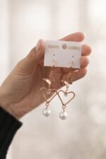 Korean Earrings With Heart Shape - Image 3