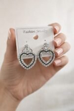 Korean Style Crystal Heart Drop Earrings for Women - Image 2