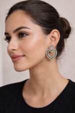 Korean Style Crystal Heart Drop Earrings for Women