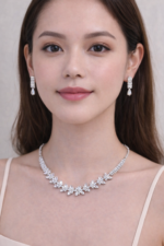 Elegant Diamond-Style Necklace Set with Matching Earrings - Image 3