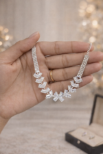 Elegant Diamond-Style Necklace Set with Matching Earrings - Image 2