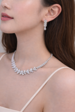 Elegant Diamond-Style Necklace Set with Matching Earrings - Image 4