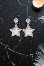 Elegant Star Pearl Drop Earrings for Women | Silver Finish Korean Style Earrings - Image 4