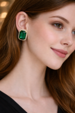 Emerald Green Crystal Stud Earrings