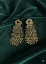 Antique Gold Peacock Design Statement Earrings