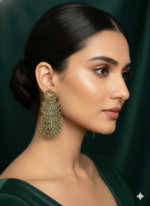 Antique Gold Peacock Design Statement Earrings