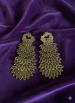 Antique Gold Peacock Design Statement Earrings - Image 4