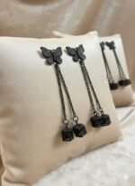 Black Butterfly Chain Drop Earrings - Image 5