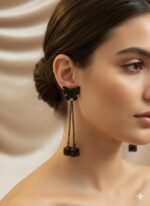 Black Butterfly Chain Drop Earrings