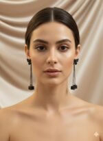 Black Butterfly Chain Drop Earrings - Image 4