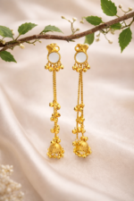 Golden Elephant Charm Long Jhumka Earrings