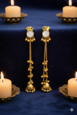 Golden Elephant Charm Long Jhumka Earrings - Image 4