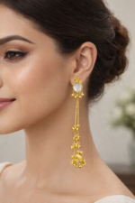 Golden Elephant Charm Long Jhumka Earrings