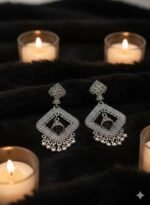 Vintage Charm Oxidized Silver Earrings - Image 4