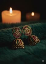 Traditional Gold-Tone Stone Studded Jhumkas
