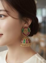 Traditional Gold-Tone Stone Studded Jhumkas - Image 2