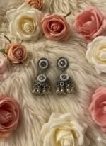 Oxidized Silver Pearl Jhumka Earrings