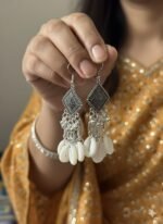 Silver Traditional Tassel Shell Earrings - Image 3
