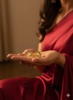 Golden Bloom Pearl Stud Earrings. - Image 3