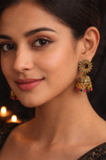 Antique Gold Sun Design Jhumka Earrings