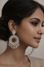 Oxidised Silver Chandbali Statement Earrings